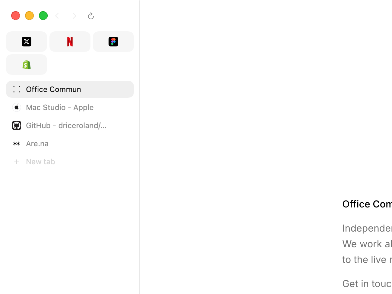 The top-left corner of Search with the sidebar