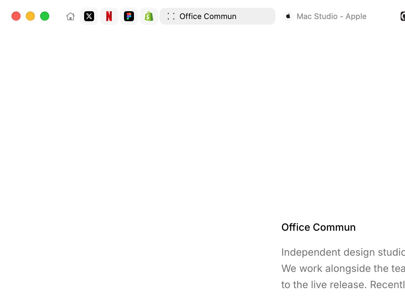 The top-left corner of Search with the tab strip